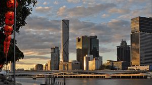 Preview wallpaper city, buildings, skyscrapers, architecture, river