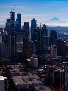 Preview wallpaper city, buildings, skyscrapers, metropolis, cityscape, aerial view