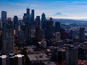 Preview wallpaper city, buildings, skyscrapers, metropolis, cityscape, aerial view