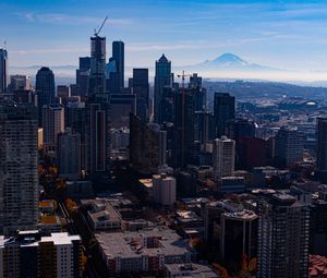 Preview wallpaper city, buildings, skyscrapers, metropolis, cityscape, aerial view