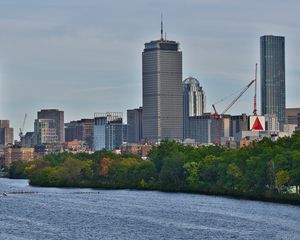 Preview wallpaper city, buildings, skyscrapers, river, boston, usa