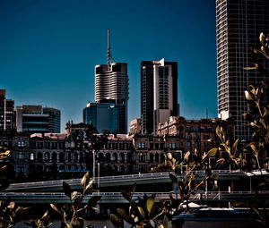 Preview wallpaper city, buildings, skyscrapers, bridges, trees