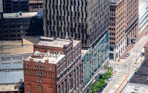 Preview wallpaper city, buildings, street, aerial view