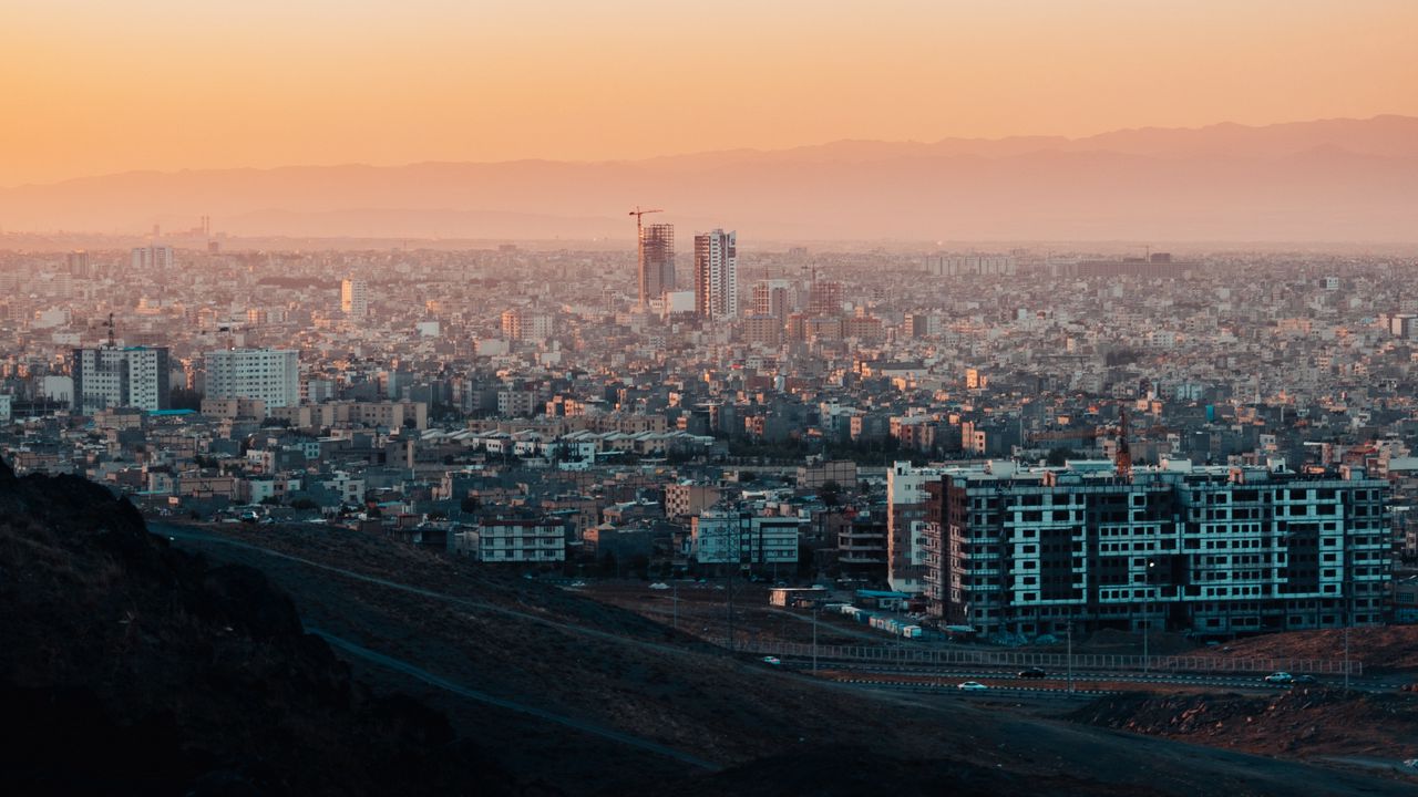 Wallpaper city, buildings, sunset, mashhad, iran