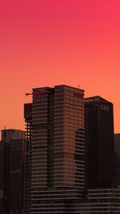 Preview wallpaper city, buildings, sunset, gradient