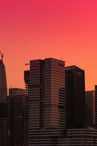 Preview wallpaper city, buildings, sunset, gradient