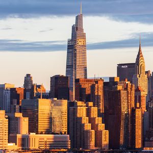 Preview wallpaper city, buildings, sunset, architecture