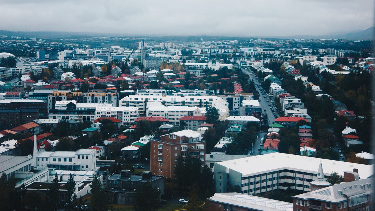 Wallpaper city, buildings, top view