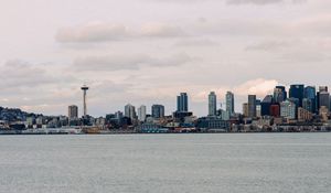 Preview wallpaper city, buildings, tower, water