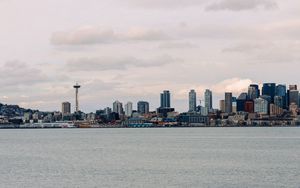 Preview wallpaper city, buildings, tower, water