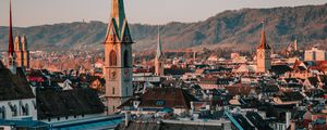 Preview wallpaper city, buildings, tower, architecture, aerial view