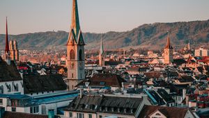 Preview wallpaper city, buildings, tower, architecture, aerial view