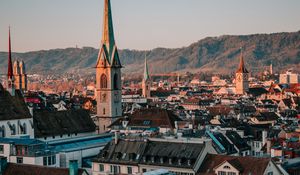 Preview wallpaper city, buildings, tower, architecture, aerial view