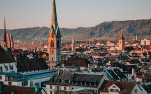 Preview wallpaper city, buildings, tower, architecture, aerial view