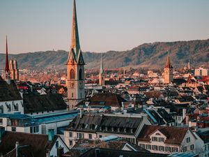 Preview wallpaper city, buildings, tower, architecture, aerial view