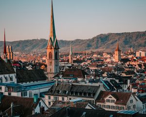Preview wallpaper city, buildings, tower, architecture, aerial view