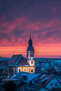 Preview wallpaper city, buildings, tower, backlight, twilight