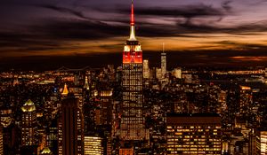 Preview wallpaper city, buildings, tower, lights, architecture, twilight