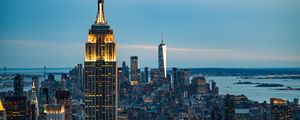 Preview wallpaper city, buildings, tower, architecture, twilight, new york