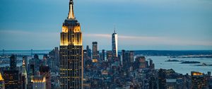 Preview wallpaper city, buildings, tower, architecture, twilight, new york