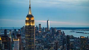 Preview wallpaper city, buildings, tower, architecture, twilight, new york