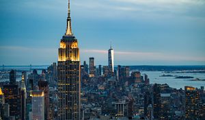 Preview wallpaper city, buildings, tower, architecture, twilight, new york