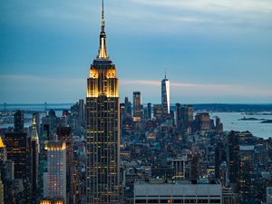 Preview wallpaper city, buildings, tower, architecture, twilight, new york