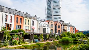 Preview wallpaper city, buildings, tower, architecture, river