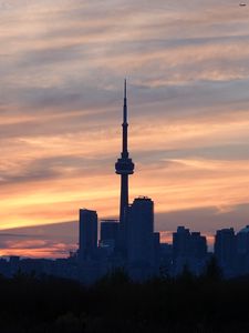 Preview wallpaper city, buildings, tower, dusk, toronto, canada