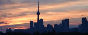 Preview wallpaper city, buildings, tower, dusk, toronto, canada