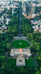 Preview wallpaper city, buildings, trees, aerial view, cityscape