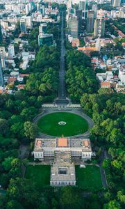 Preview wallpaper city, buildings, trees, aerial view, cityscape