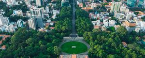 Preview wallpaper city, buildings, trees, aerial view, cityscape