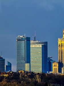 Preview wallpaper city, buildings, trees, architecture, facade