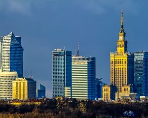 Preview wallpaper city, buildings, trees, architecture, facade