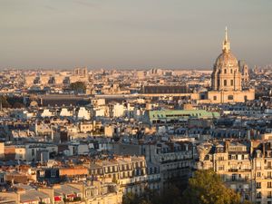 Preview wallpaper city, buildings, trees, cityscape, aerial view