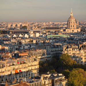 Preview wallpaper city, buildings, trees, cityscape, aerial view