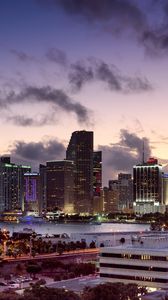Preview wallpaper city, buildings, twilight, lights