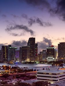Preview wallpaper city, buildings, twilight, lights