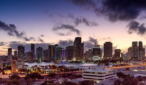 Preview wallpaper city, buildings, twilight, lights