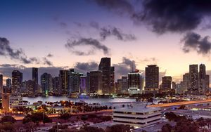 Preview wallpaper city, buildings, twilight, lights