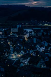 Preview wallpaper city, buildings, twilight, aerial view, dark