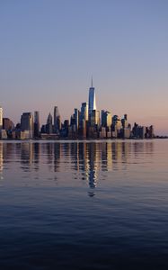 Preview wallpaper city, buildings, water, reflection, new york