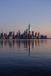 Preview wallpaper city, buildings, water, reflection, new york