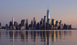 Preview wallpaper city, buildings, water, reflection, new york