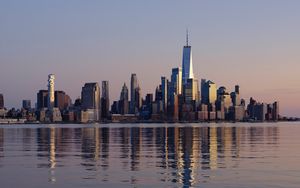 Preview wallpaper city, buildings, water, reflection, new york