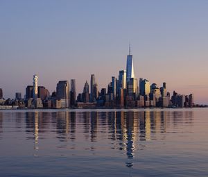 Preview wallpaper city, buildings, water, reflection, new york