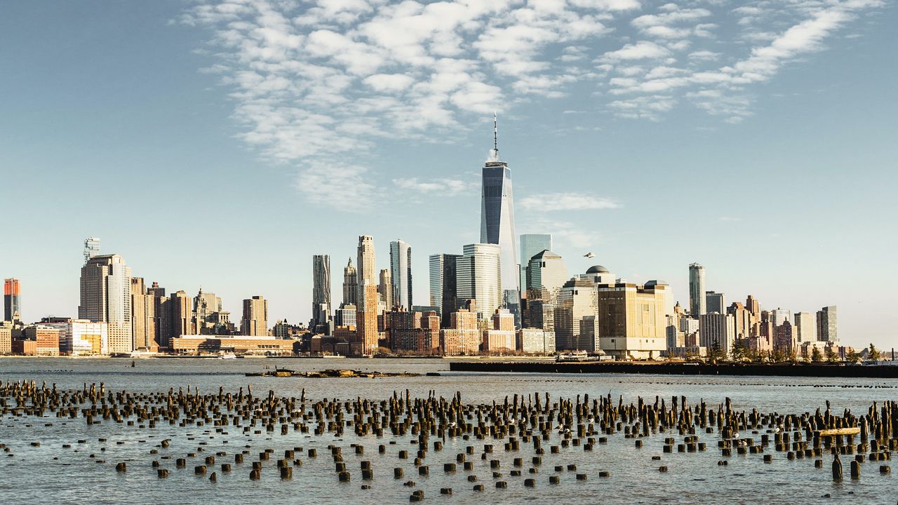 Wallpaper city, buildings, water