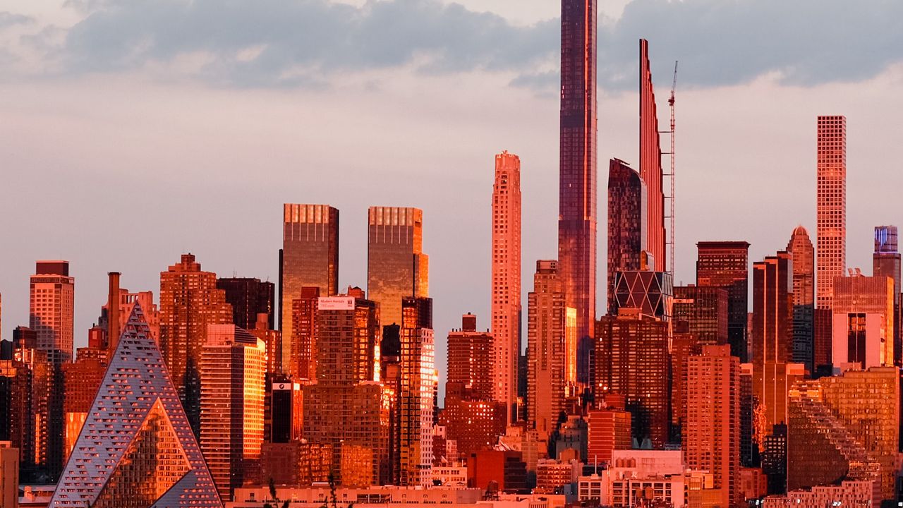 Wallpaper city, buildings, water, architecture, twilight