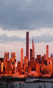 Preview wallpaper city, buildings, water, architecture, twilight